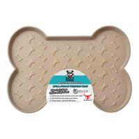 Bad to the Bone Plastic Spill Proof Pet Mat Small Taupe