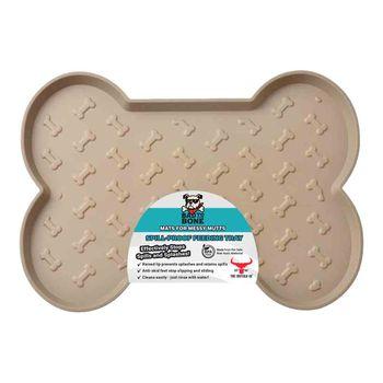 Bad to the Bone Plastic Spill Proof Pet Mat Small Taupe