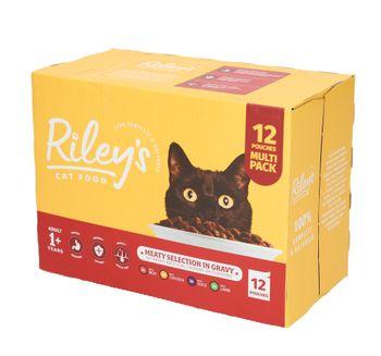 Rileys Adult Wet Cat Food Pouches Meat in Gravy 12X100g
