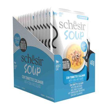 Schesir Soup Complements Wet Cat Food Tuna with Squid 40g