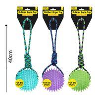 Smart Choice Rubber Spiky Ball & Rope Dog Toy