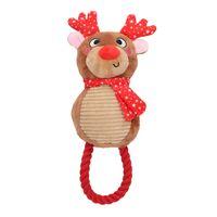 Rosewood Squeaky Plush & Rope Christmas Dog Toy