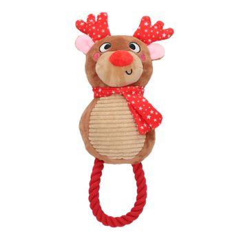 Rosewood Squeaky Plush & Rope Christmas Dog Toy