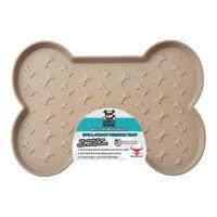 Bad to the Bone Plastic Spill Proof Pet Mat Large Taupe