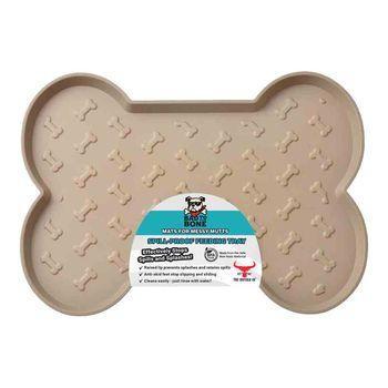Bad to the Bone Plastic Spill Proof Pet Mat Large Taupe