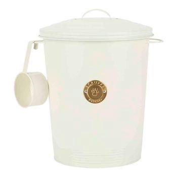 Scruffs Cantina 12L Steel Storage Pet Food Canister & Scoop Cream