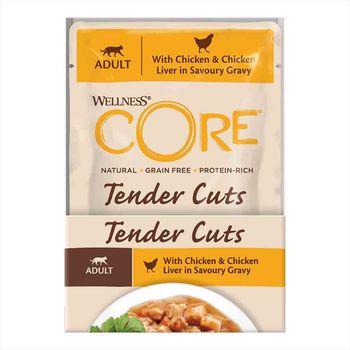 Wellness CORE® Tender Cuts with Chicken & Chicken Liver in Savoury Gravy  Adult Wet Cat Food 85G