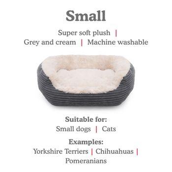 Joules Grey Jumbo Cord/Plush Dog Bed 60cm