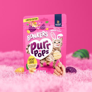 BONKERS Purrpops, Easter Edition Freeze Dried Chicken Flavoured Lollipop Cat Treats, 5 Pieces