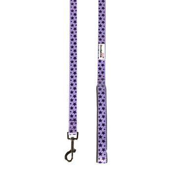 Doodlebone Bold Padded Dog Lead Violet Stars 25mm