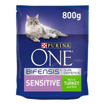 Purina ONE Adult Cat Food Sensitive Rich in Turkey and Rice 750g