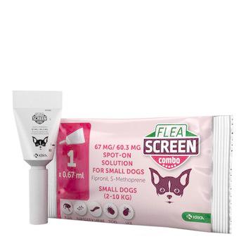 Flea Screen Combo Spot-On Flea & Tick Treatment for Small Dog 2-10kg, 3 Pipettes