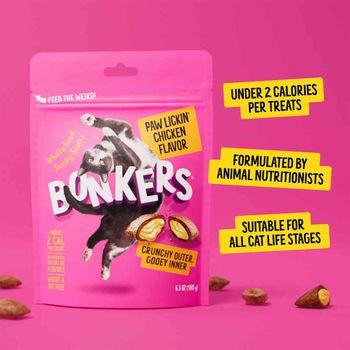 Bonkers Cat Bites, Crunchy & Soft Paw Lickin' Chicken Flavoured Cat Treats 60g