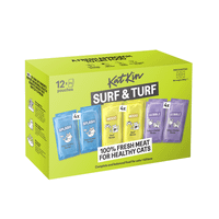 KatKin SURF & TURF Fresh Cat and Kitten Food, Variety Pack (Fish, Beef & Turkey) 12x80g
