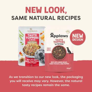 Applaws Taste Toppers Beef with Green Beans, Sweet Potato & Red Pepper in Broth Dog Food 12x85g