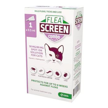 Flea Screen Combo Cat 1 Pipette Spot On Fleas Flea Eggs Ticks Treatment Cat Flea Treatment