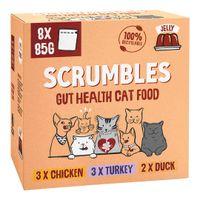 Scrumbles Grain Free Wet Cat Jelly Recyclable Pouch Meat Selection 8x85g