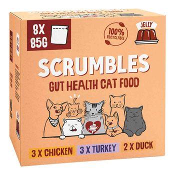 Scrumbles Grain Free Wet Cat Jelly Recyclable Pouch Meat Selection 8x85g
