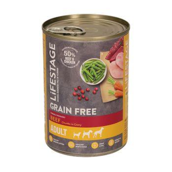 Lifestage Grain Free Beef Chunks in Gravy Wet Dog Food 12x400g