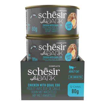 Schesir After Dark Complete Wet Cat Food Chicken & Quail Egg in Fillets 80g