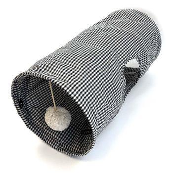 Tabby Patch Black Check Cat Tunnel