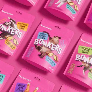 Bonkers Cat Bites, Crunchy & Soft Salmon Supreme Flavoured Cat Treats 60g