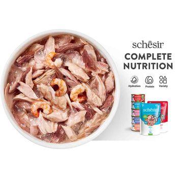 Schesir Complete and Balanced Wet Cat Food Tuna with Shrimps 85g