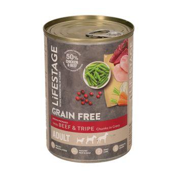 Lifestage Grain Free Beef & Tripe Chunks in Gravy Wet Dog Food 12x400g