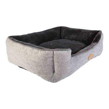 Herringbone Square Bed Medium Grey Dog Bed