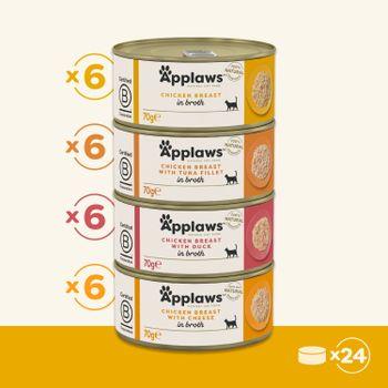 Applaws Natural Adult Wet Cat Food Tuna Fillet in Broth Tins 24x70g