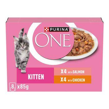 PURINA ONE Kitten Mini Fillets Salmon and Chicken Wet Cat Food 8x85g