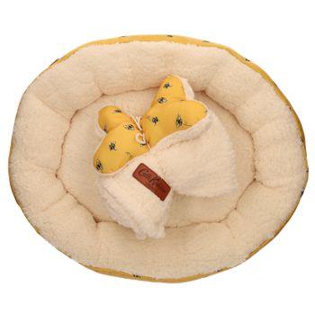 Cath Kidston Bees Dog Bed, Blanket & Bone Plush Toy Bundle