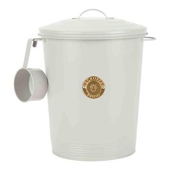 Scruffs Cantina 12L Steel Storage Pet Food Canister & Scoop Light Grey