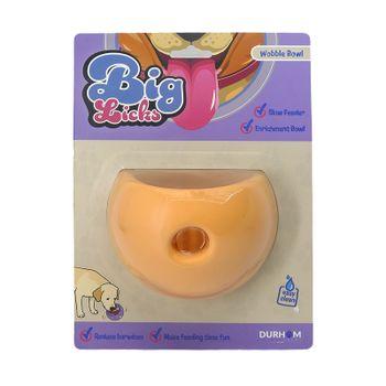 Big Licks Durable Rubber Wobble Dog Bowl - Blue/Orange