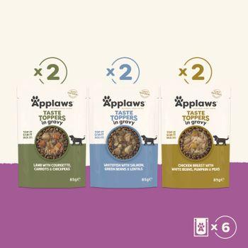 Applaws Taste Toppers Variety Selection in Gravy 6x85g