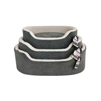 Dream Paws Oval Velvet Dog Bed Grey Large