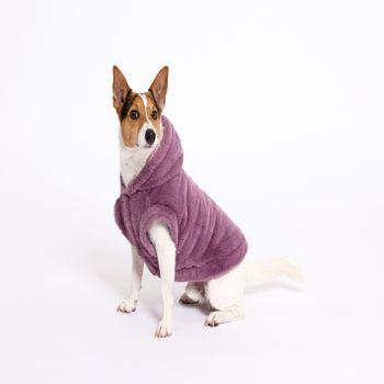 Rufus & Rosie Purple Faux Fur Dog Hoodie, S