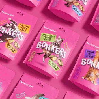 Bonkers Cat Bites, Crunchy & Soft Catnip, Chick N' Cheddar Flavoured Cat Treats 180g