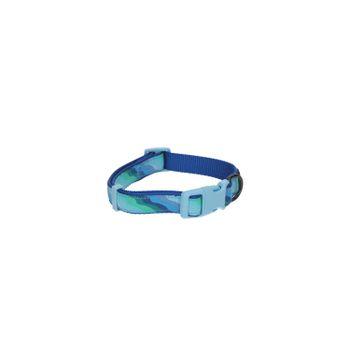 Rufus & Rosie Seashore Blue Adjustable Dog Collar, Medium