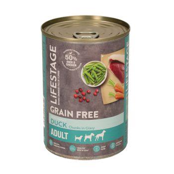 Lifestage Grain Free Duck & Tripe Chunks in Gravy Wet Dog Food 12x400g